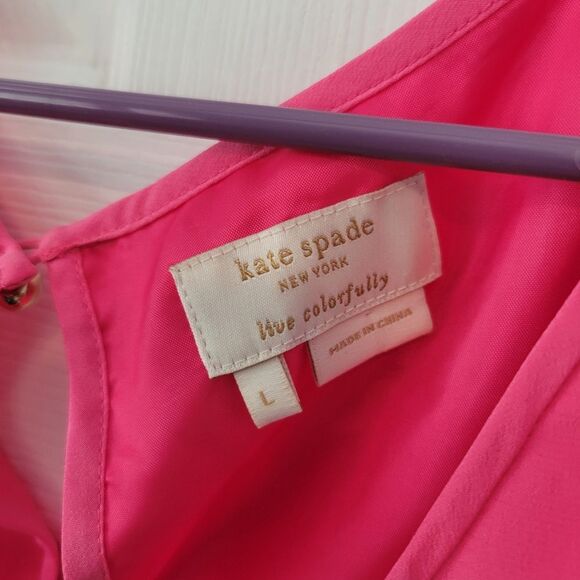 Kate Spade Bow Detail Silk Tank Pink Size Large - Picture 4 of 5